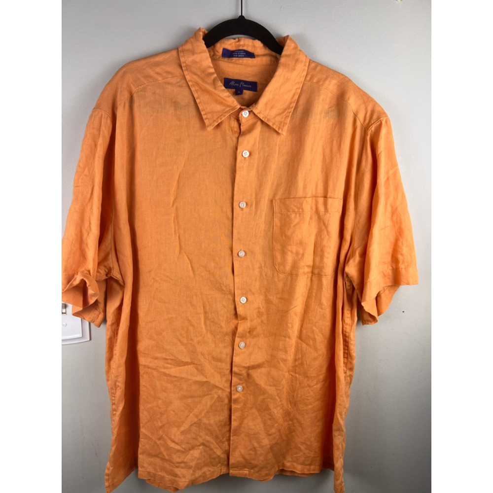 Men's Alan Flusser Casual Button Down Shirt XL Orange